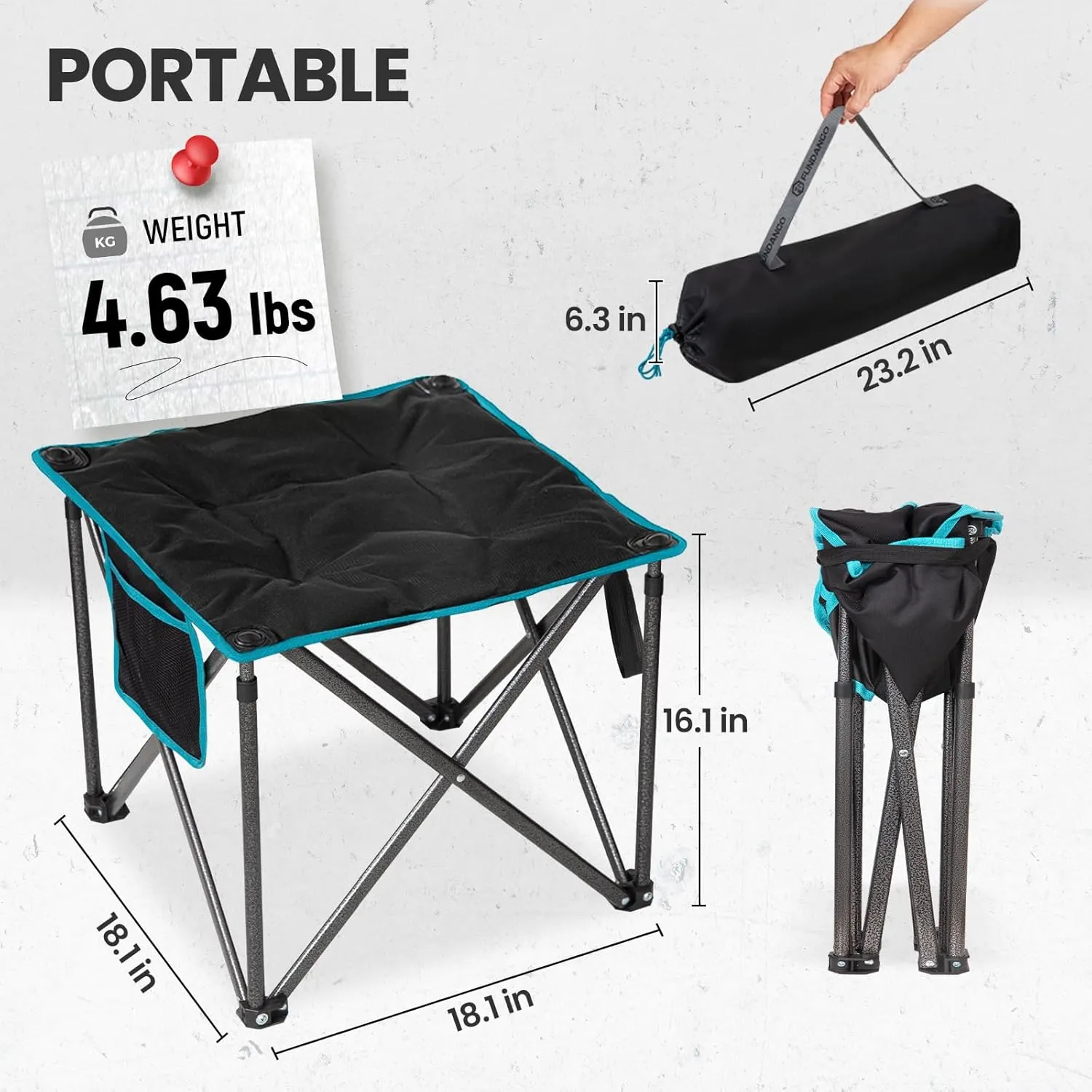 FUNDANGO Folding Camping Stool, 2 Pack 18.1 Inch Oversized Foot Rest 400 Lbs Heavy Duty Portable Padded Stools Seat Anti-Slip Foots & Carry Strap for Fishing Outdoor Lawn Travel (Black)
