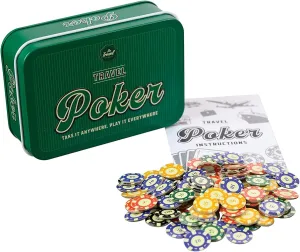 Funtime Gifts Travel Poker Compact Portable Pocket Sized Game Tin Set Gift, Multi-Coloured, PL7440