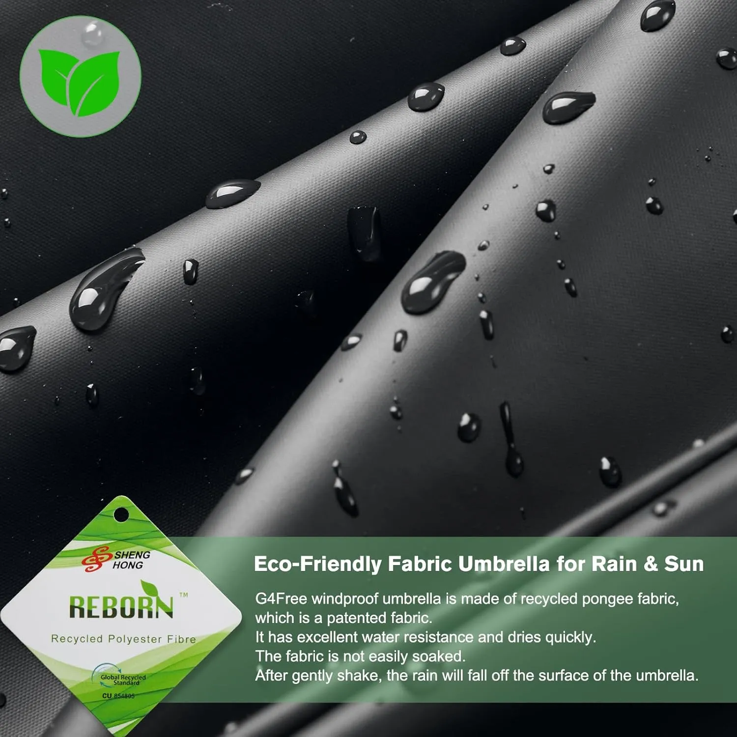 G4Free Eco Windproof Travel Umbrella for Rain & Sun, Strongest Fiberglass Frame, Double Canopy with Reflective Strip, Auto Open Close Folding Umbrella For Car, Backpack, Purse