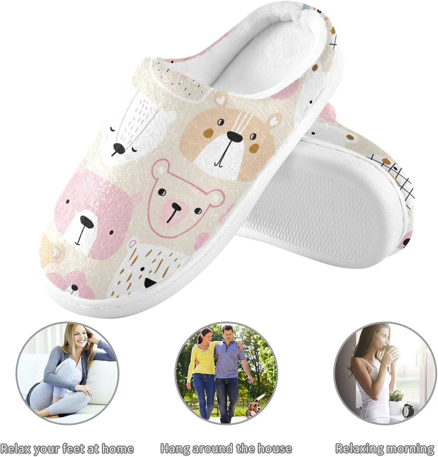 GAIGEO Womens House Slippers Cute Sleeping Pandas, Mens Memory Foam Slippers for Indoor Bedroom, Warm Winter House Shoes