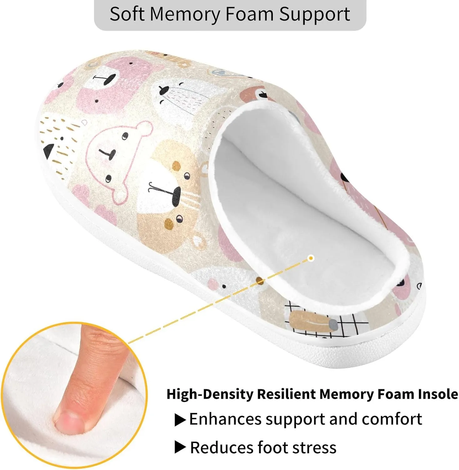 GAIGEO Womens House Slippers Cute Sleeping Pandas, Mens Memory Foam Slippers for Indoor Bedroom, Warm Winter House Shoes