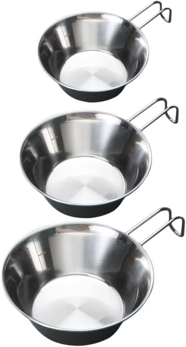 Garneck Foldable Cups for Camping 3-piece Collapsible Water Cups Set Stainless Steel Portable Teacup Travel Mug