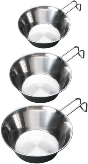 Garneck Foldable Cups for Camping 3-piece Collapsible Water Cups Set Stainless Steel Portable Teacup Travel Mug