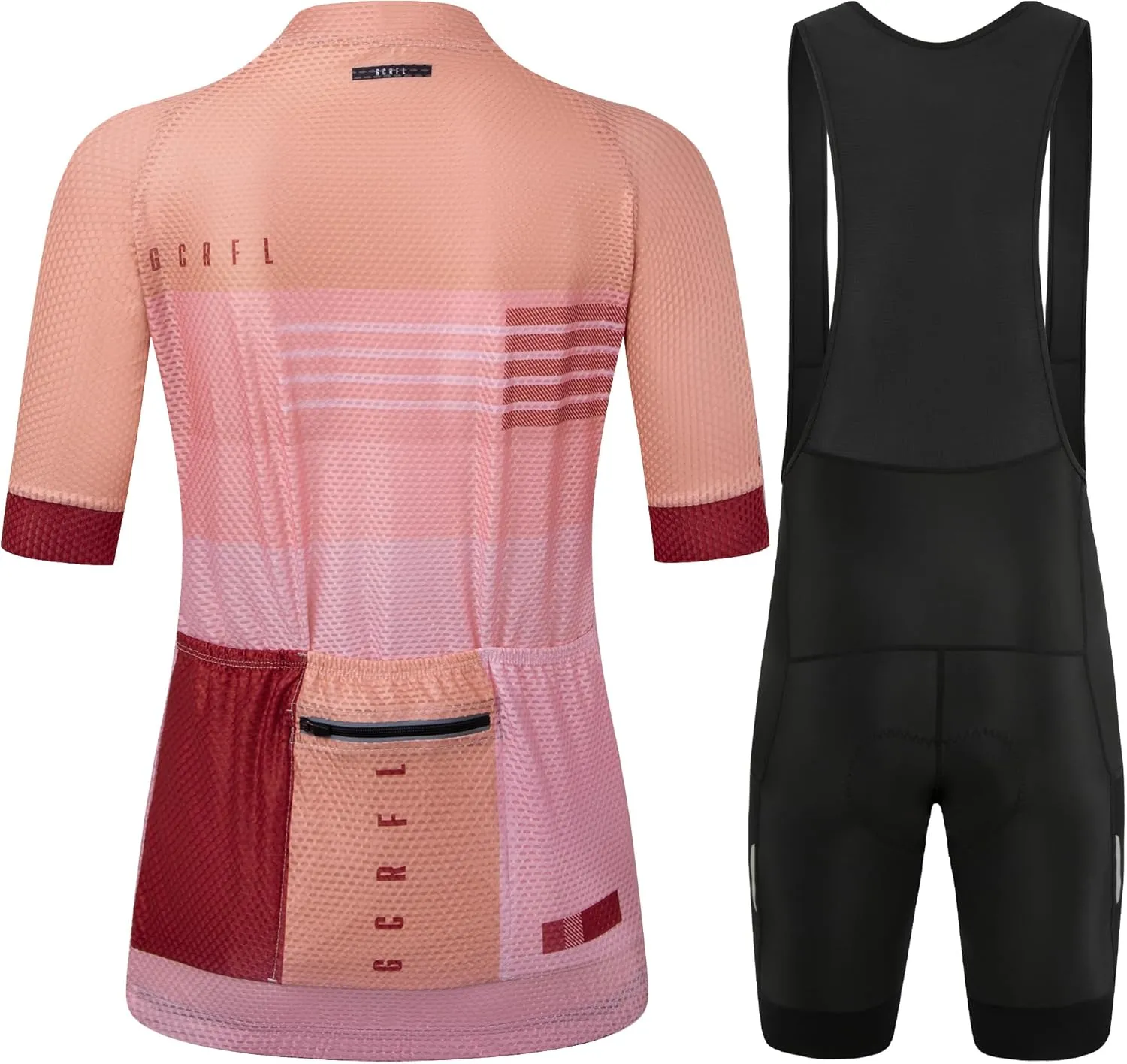 GCRFL Women's Cycling Jersey Sets Road Bike Jersey Riding Shirts Highly Breathable, Bib Shorts with Pockets and 4D Padded