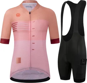 GCRFL Women's Cycling Jersey Sets Road Bike Jersey Riding Shirts Highly Breathable, Bib Shorts with Pockets and 4D Padded