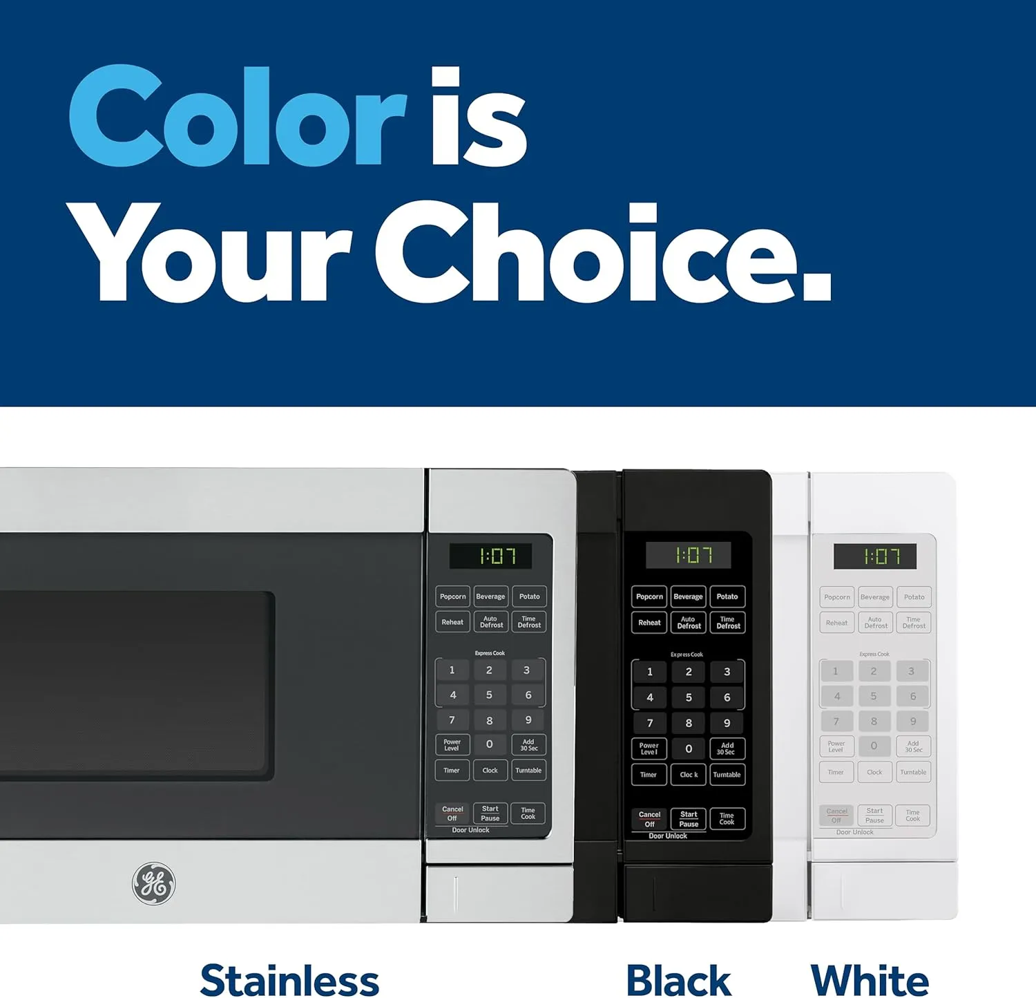 GE GCST07N1WSS Microwave Oven, 700-watt 6 Auto Cooking Settings, Child-Lock Technology, Kitchen Essentials for The Countertop, Dorm Room or Apartment, 0.7 Cu. Ft, Stainless Steel