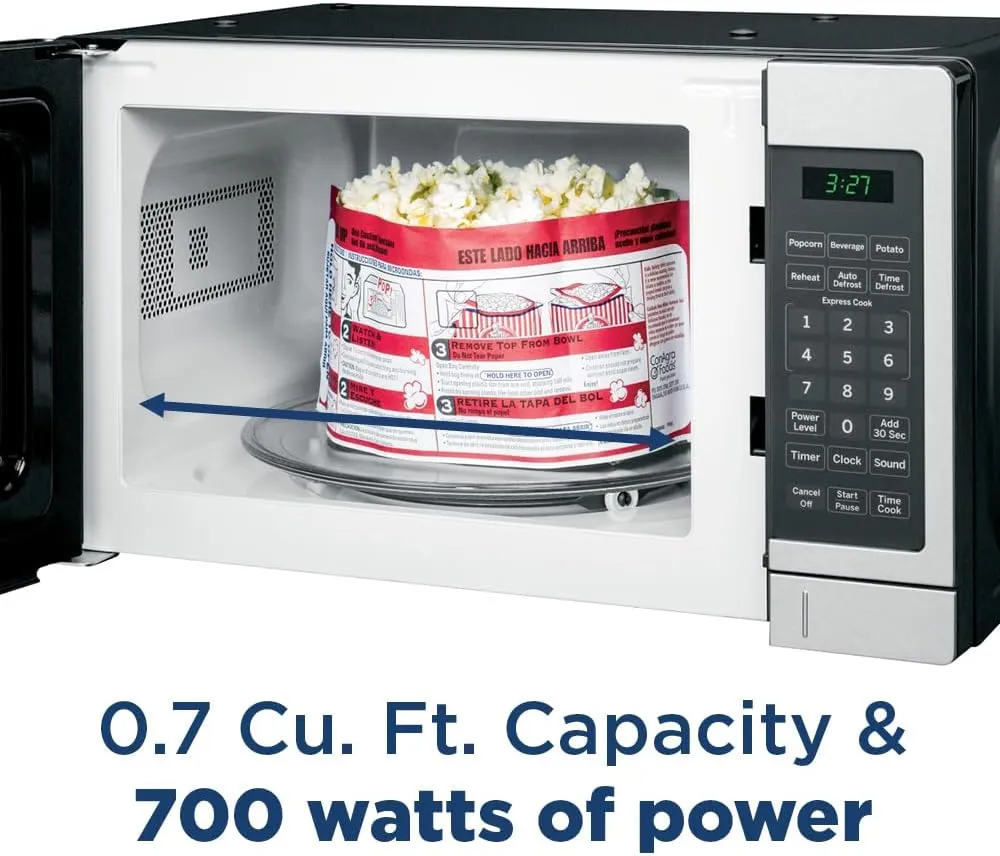 GE GCST07N1WWW Microwave Oven, 700-watt 6 Auto Cooking Settings, Child-Lock Technology, Kitchen Essentials for The Countertop, Dorm Room or Apartment, 0.7 Cu. Ft, White
