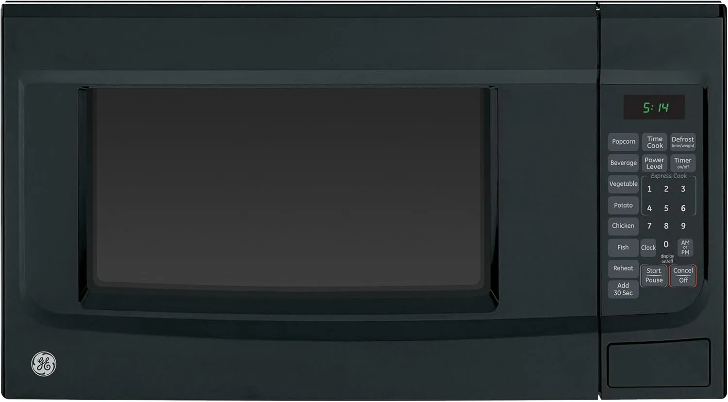 GE GCST14S1WBB Microwave Oven, 1,100-watt 7 Auto Cooking Settings, Child-Lock Technology, Kitchen Essentials for The Countertop, Dorm Room or Apartment, 1.4 Cu. Ft, Black