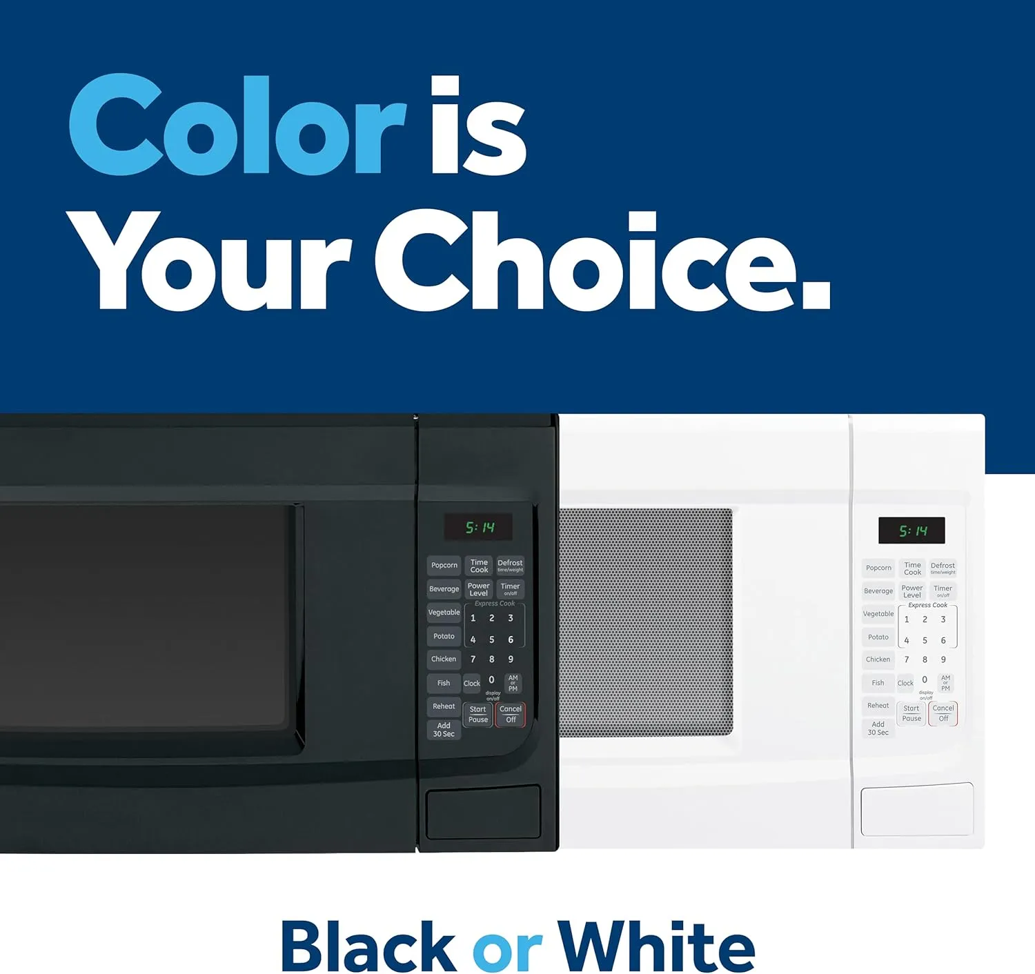 GE GCST14S1WWW Microwave Oven,1,100-watt 7 Auto Cooking Settings, Child-Lock Technology, Kitchen Essentials for The Countertop, Dorm Room or Apartment, 1.4 Cu. Ft, White