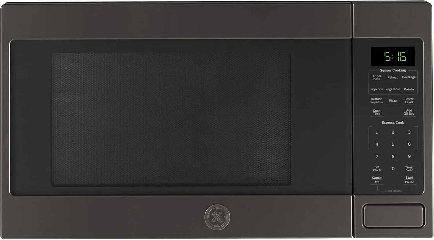 GE GCST16S1WTS Microwave Oven, 1,150-watt 8 Auto Cooking Settings, Child-Lock Technology, Kitchen Essentials for The Countertop, Dorm Room or Apartment, 1.6 Cu. Ft, Black Stainless