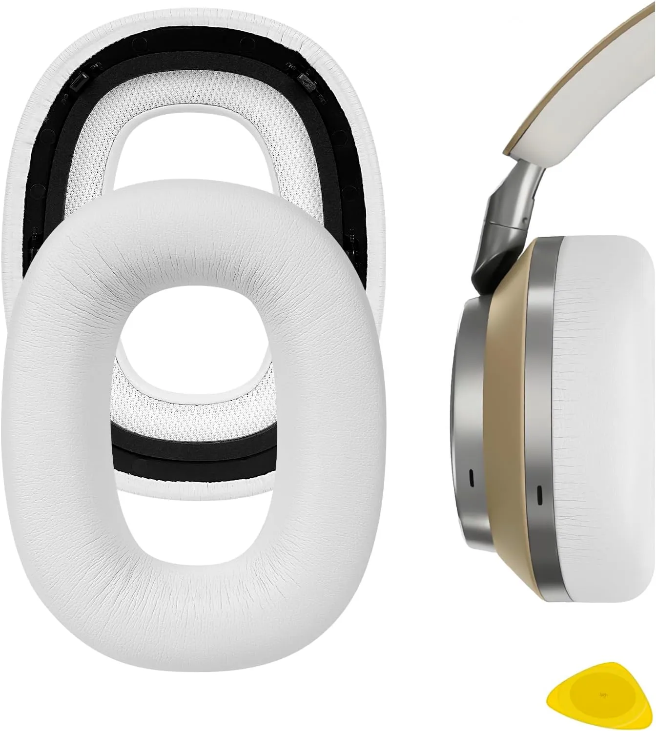 Geekria QuickFit Replacement Ear Pads for Bowers & Wilkins B&W Px8, Px7 S2 (Do Not Fit Px7, Px7S2e) Headphones Ear Cushions, Repair Parts (White)