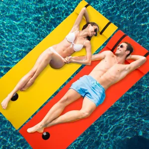 Geelin 2 Pieces Floating Water Pad 71 x 22 Inch XPE Foam Mat for Pool Lake Boating Ocean Rolling Pillow Design Mat for Adults and Kids (Yellow and, Orange)