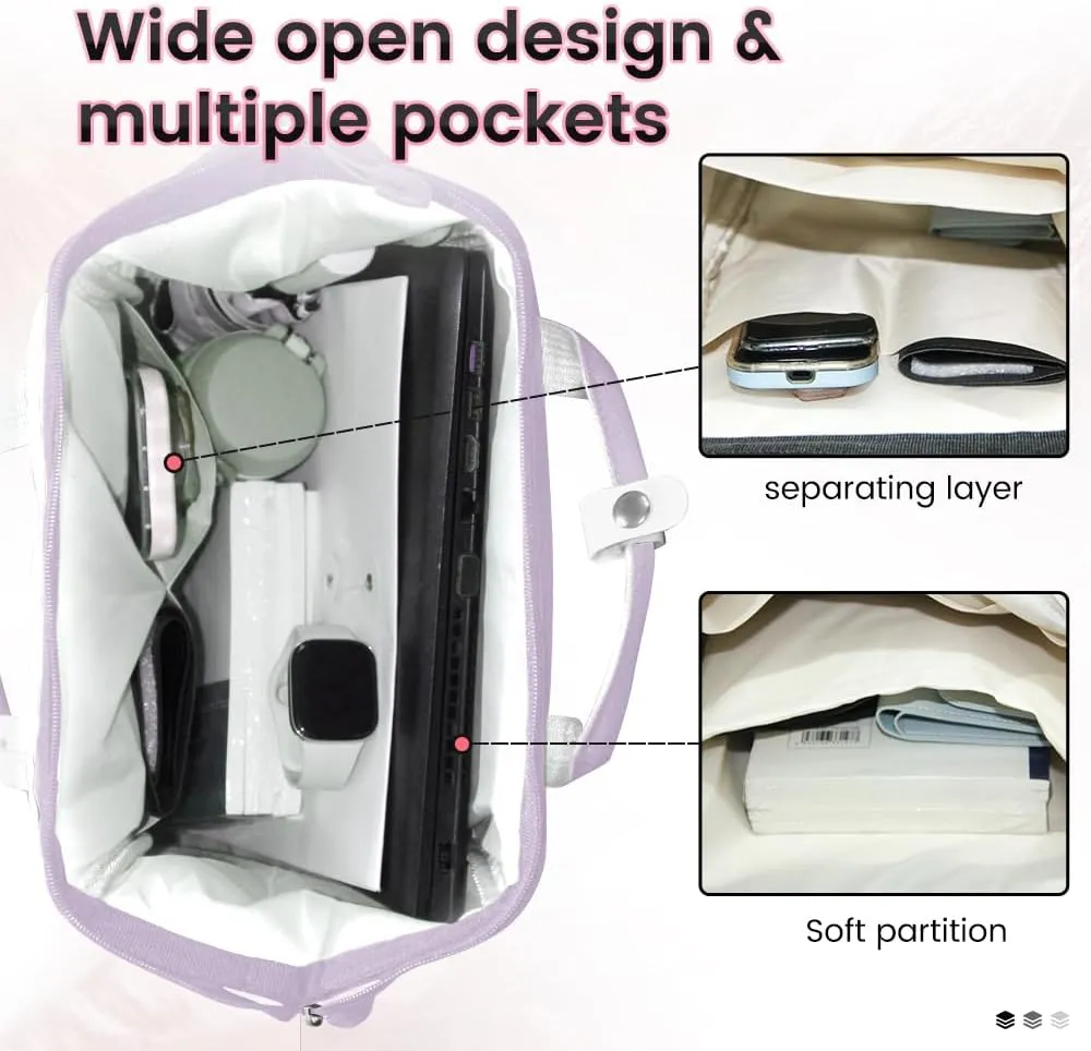 Geelragaly Laptop Backpack for 15.7 -inch Laptops, Waterproof Backpack for Female, with Lunch Bagand wallet, Three - piece set,purple.