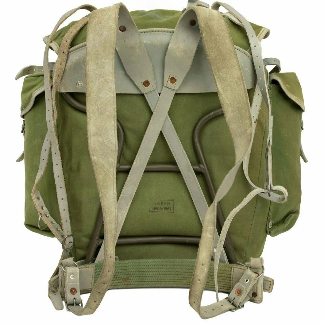 Genuine Norwegian Military Backpack with Frame army canvas leather rucksack Pack