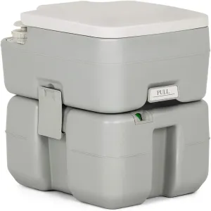 Giantex Portable RV Toilet 5.3 Gallon with Level Indicator,3-Piston Pump Flush,Fresh Water and Waste Split Tank for Camping, Travel Trips,Hiking, Boating Road-tripping Outdoor Travel Portable Toilet
