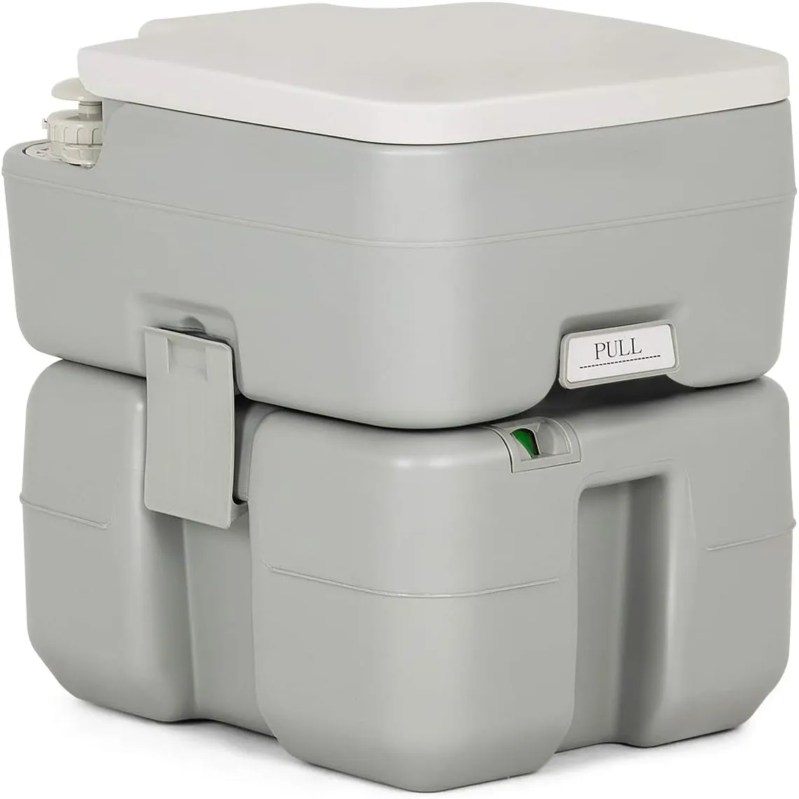 Giantex Portable RV Toilet 5.3 Gallon with Level Indicator,3-Piston Pump Flush,Fresh Water and Waste Split Tank for Camping, Travel Trips,Hiking, Boating Road-tripping Outdoor Travel Portable Toilet