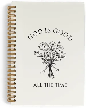 God Is Good All the Time Spiral Notebook for Christian, Bible Religious Journal Notebook, Christian Flower Notebooks for School Work, Prayer Office Supplies Gifts for Women Men, 5.5x8.3 Inch
