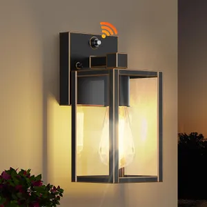 Gold Dusk to Dawn Porch Lights Fixtures, Outdoor Lights for House, Outdoor Wall Lights Exterior, Waterproof Wall Sconce Lamp, Wall Lantern, Anti Rust Coach Lights for Doorway (Black with Gold Rim)