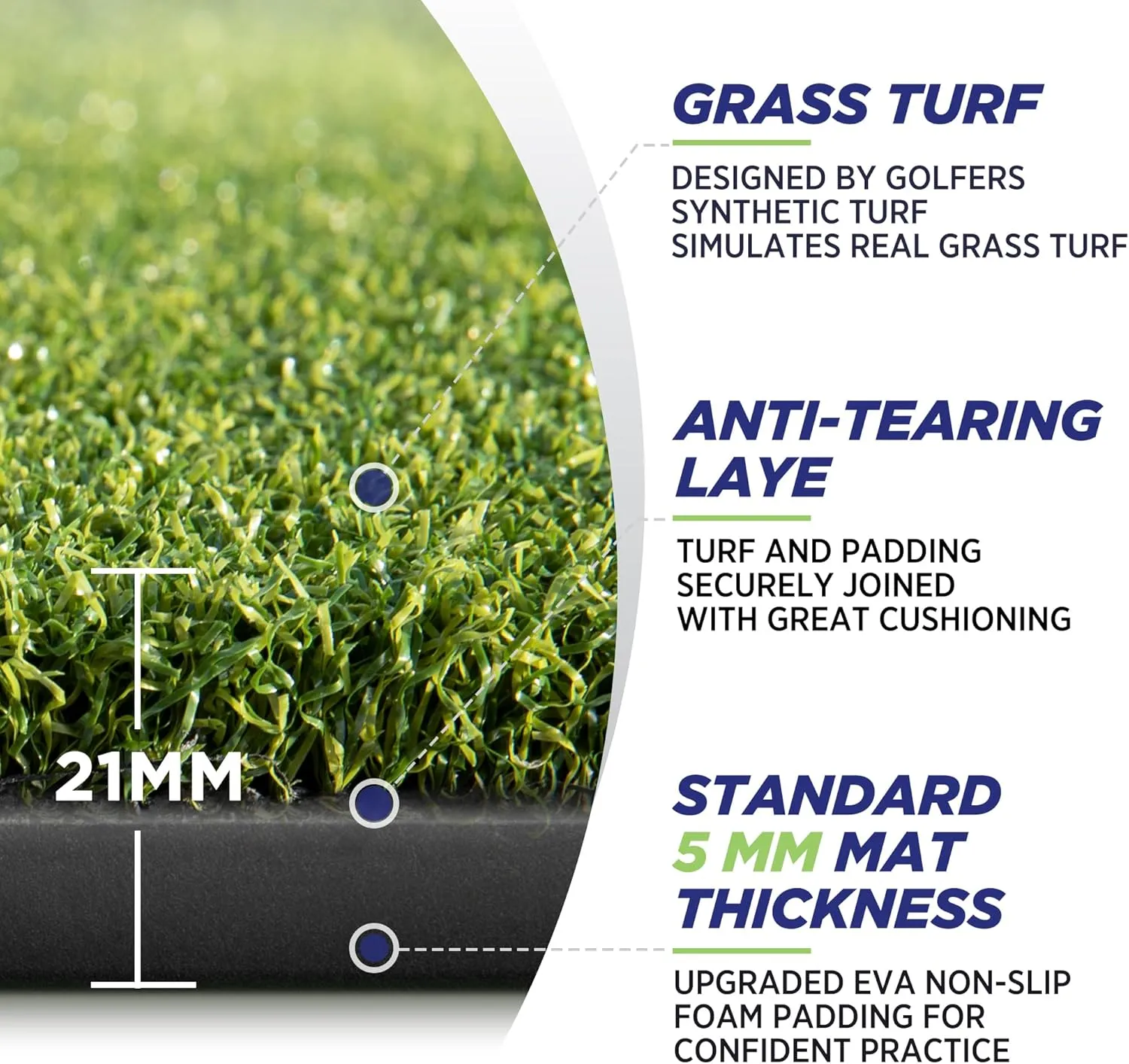 Golf Mat, 5x4ft/5x5ft Dense Elite Golf Hitting Mats Practice with 10 Balls, 9 Tees, Heavy Duty Artificial Hitting Training Matt for Backyard Driving Chipping Indoor Outdoor Simulators