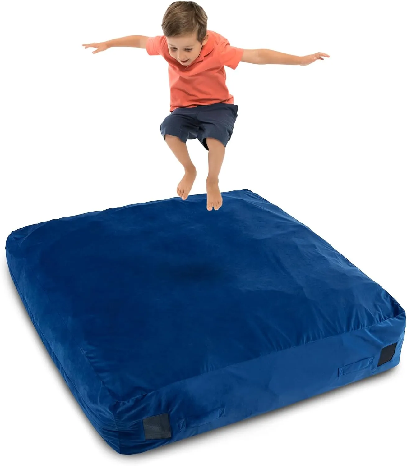 Goplus Crash Pad, 57"x57"/ 47"x35.5" (4.75x4.75ft/ 4x3ft) Sensory Mat with Foam Blocks and Washable Velvet Cover for Kids and Adults Play, Therapy, Jump, Relax