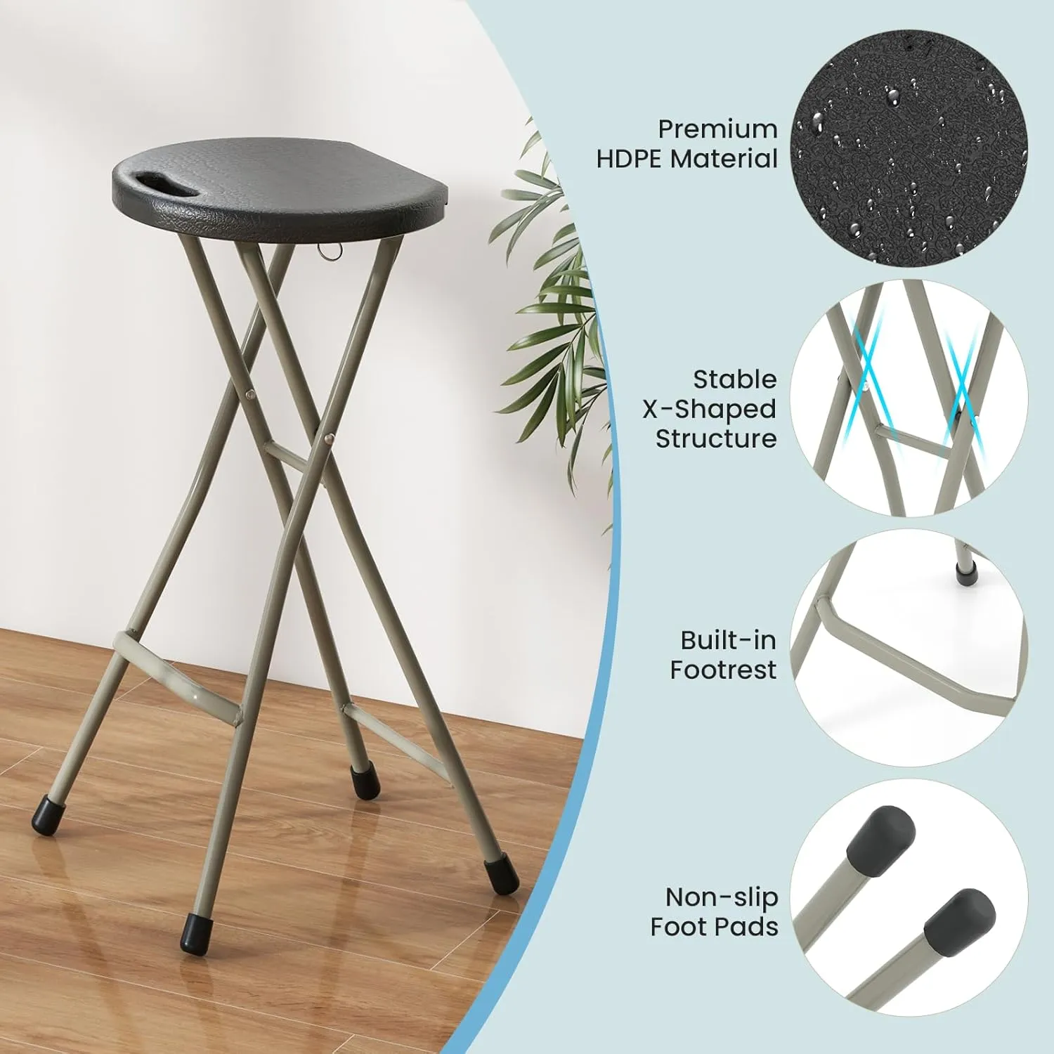 Goplus Folding Stool, 4 Pack 28 Inch Foldable Camping Seat for Adults With 550 lb Capacity, Portable Plastic Fold up Round Stool With Handle for Fishing Hiking Gardening BBQ