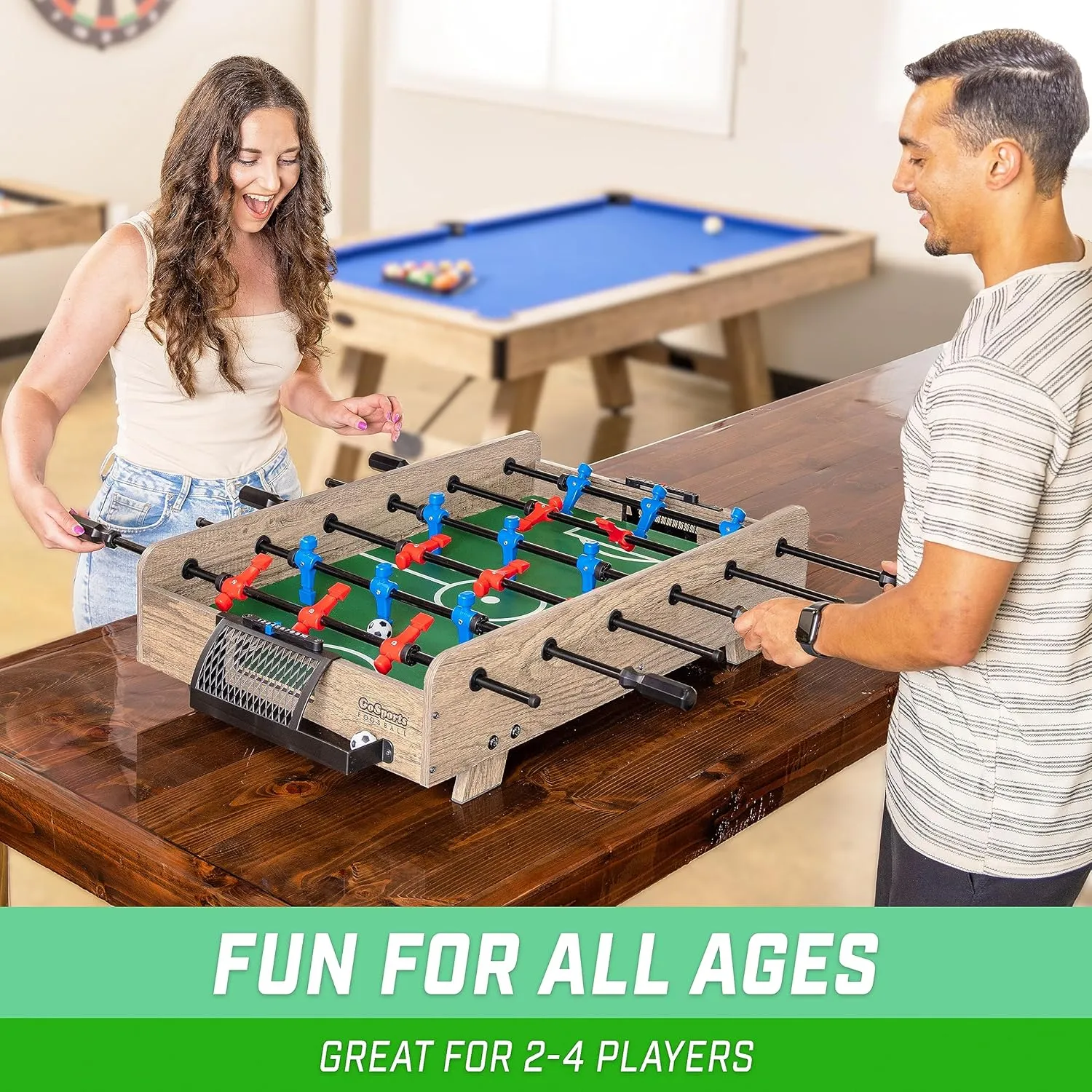 GoSports 32 Inch Tabletop Foosball Game Set - Oak or Black