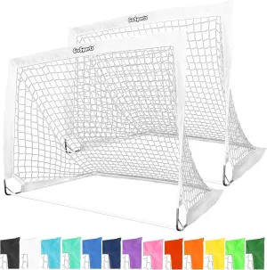 GoSports 4 x 3 ft Portable Soccer Goals for Kids - 13 Colors - Set of 2 Team Tone Pop Up Nets for Backyard