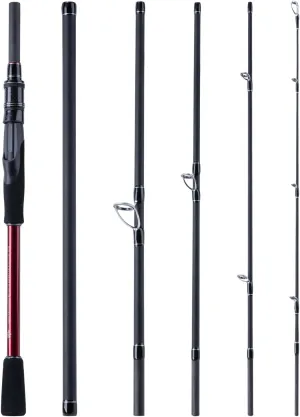 Goture Travel Fishing Rod - Spinning Fishing Rods - Portable 5/6 Sections Adjustable-Length Lightweight 24T Carbon Fiber Fishing Rods for Saltwater Freshwater Trout Bass Walleye Pike, Red