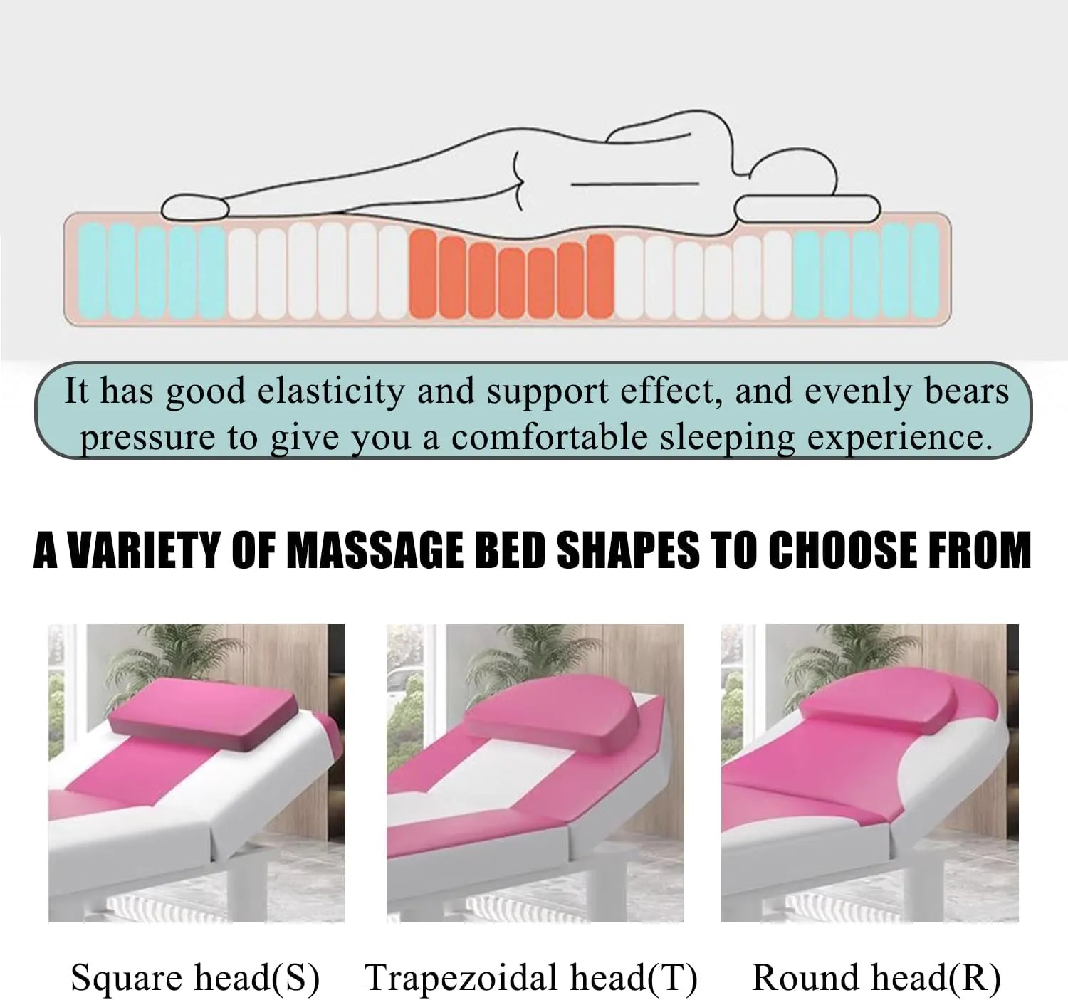 Gray(s),190 * 80cm, Memory Foam Massage Bed Mattress Topper Without Hole Thicken 6Cm Spa Bed Pad Customisable Non-Slip Soft Lash Bed Cushion with Elastic Band for Beauty Salon Bed