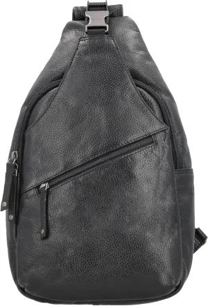 Grayson Large Leather Sling Backpack with Locking Zippers (Black)