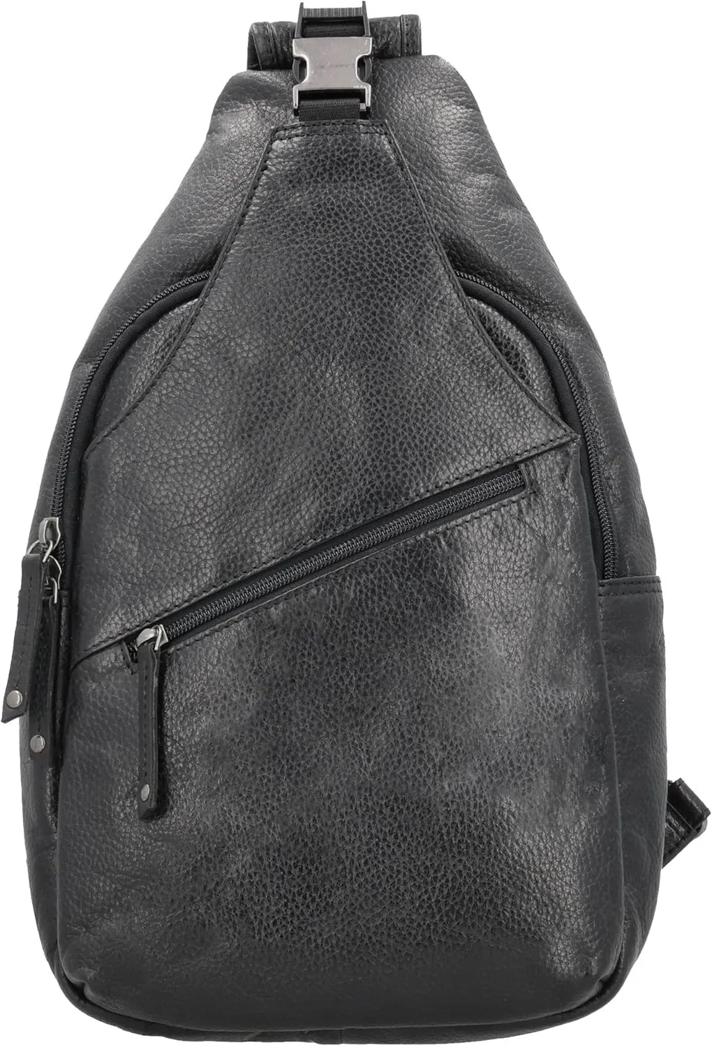Grayson Large Leather Sling Backpack with Locking Zippers (Black)