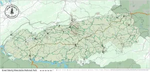 Great Smoky Mountains Map - Overview – Waterproof, Durable Cloth Map for Hiking and Camping by True North Map Company