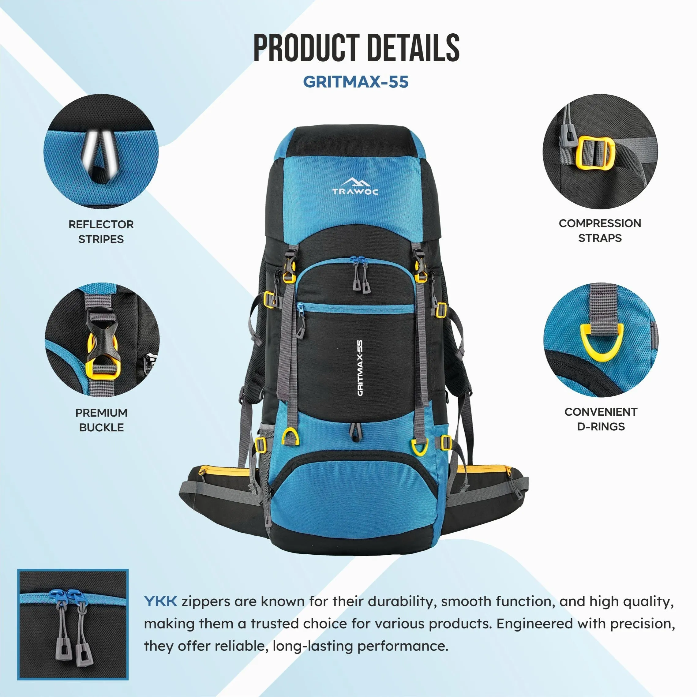 GRITMAX-55 Backpack - Skyblue