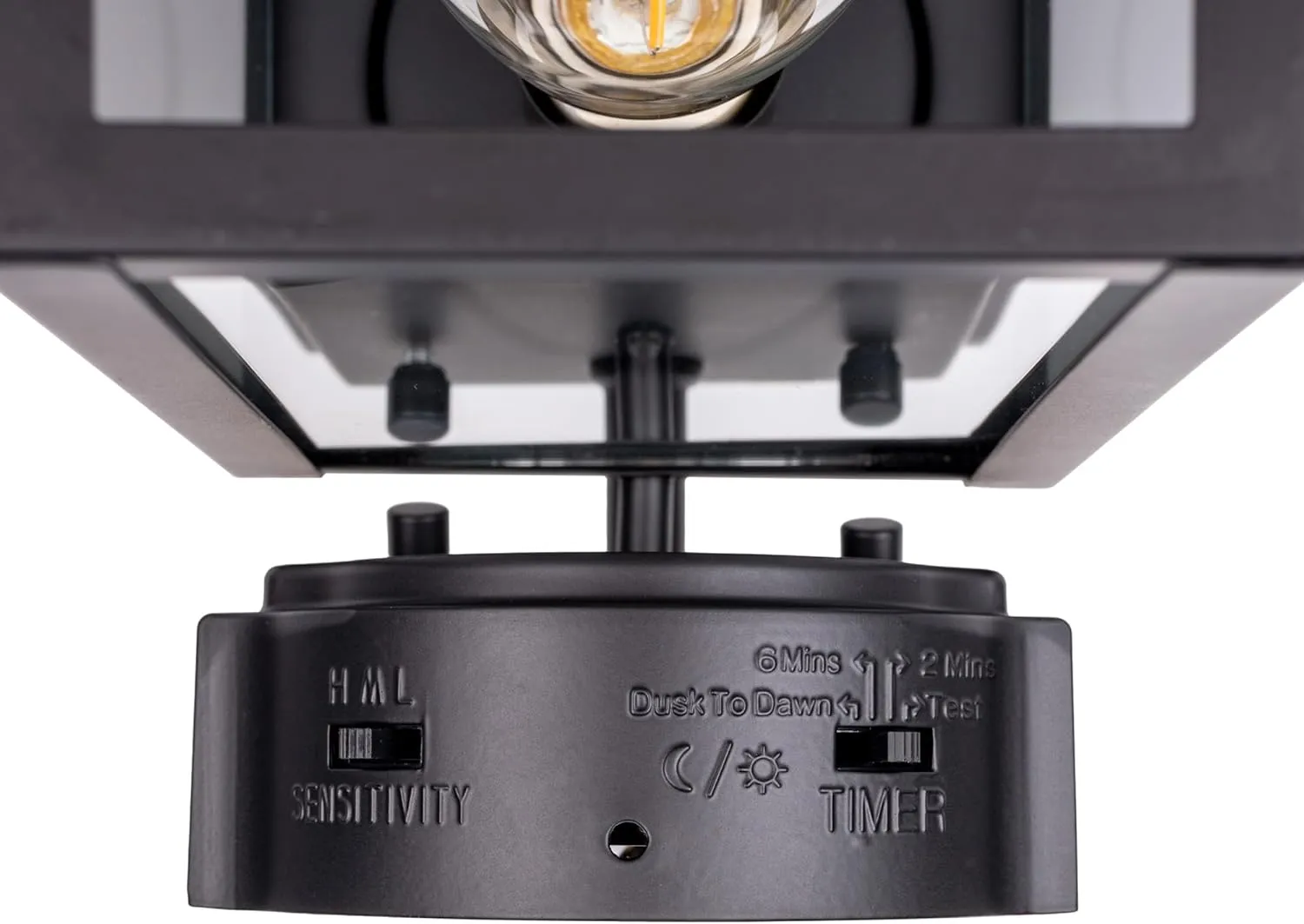 GRUENLICH Dusk to Dawn Outdoor Wall Lantern, PIR Motion Sensor Wall Sconce, E26 Base Max 60W, Metal Housing Plus Glass, Matte Black Finish, Bulb Not Included, 2-Pack