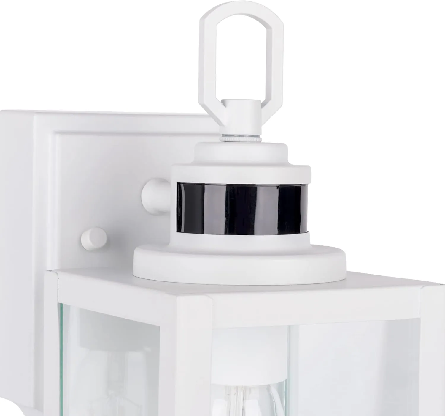 GRUENLICH Dusk to Dawn Outdoor Wall Lantern, PIR Motion Sensor Wall Sconce, E26 Base Max 60W, Metal Housing Plus Glass, White Finish, Bulb Not Included, 2-Pack