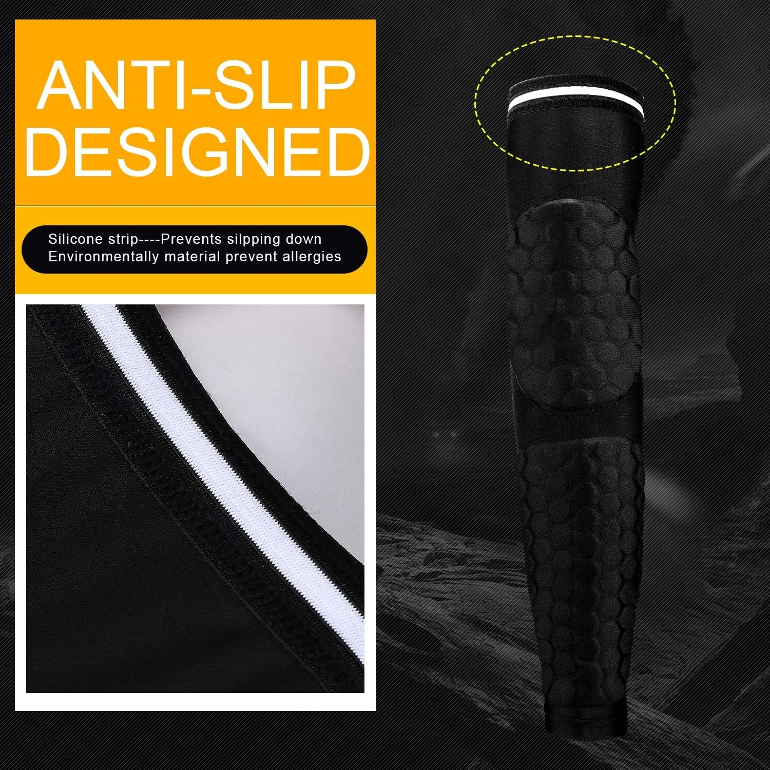 GUOZI Arm Elbow Sleeves, [2 Pack] Honeycomb Crashproof Arm Elbow Pads for Youth Adult Sports Football Basketball Volleyball