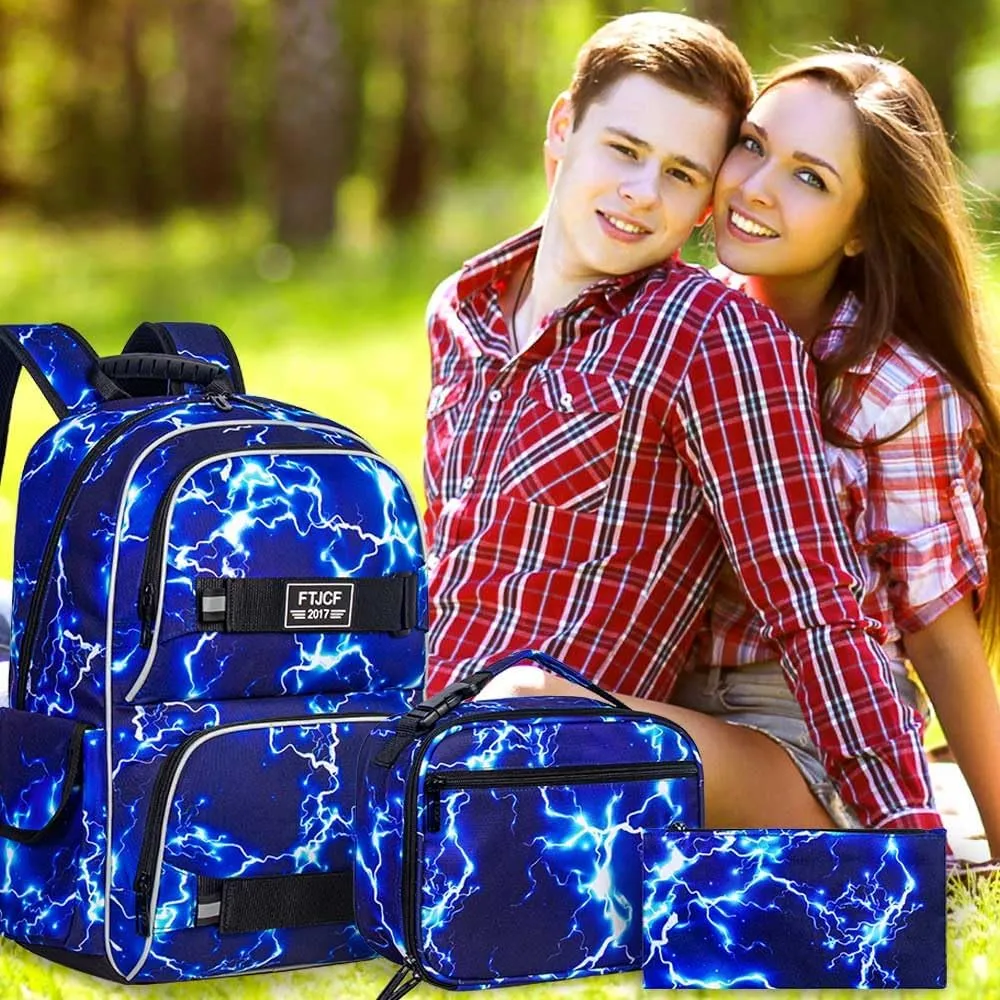 gxtvo 3PCS Girls Backpack, Water Resistant Womens School Bag With Lunch Box, 17 Inch Bookbag Set for College Teenagers.