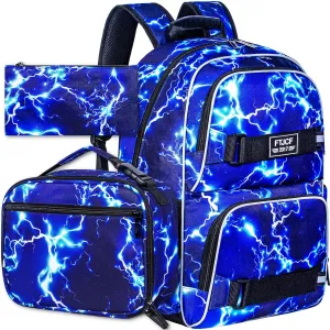 gxtvo 3PCS Girls Backpack, Water Resistant Womens School Bag With Lunch Box, 17 Inch Bookbag Set for College Teenagers.