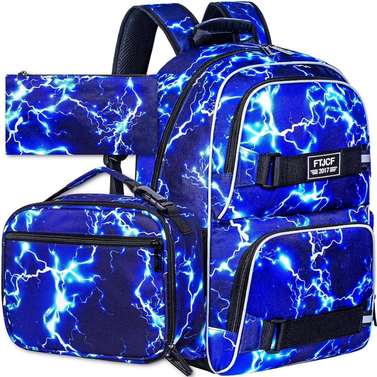 gxtvo 3PCS Girls Backpack, Water Resistant Womens School Bag With Lunch Box, 17 Inch Bookbag Set for College Teenagers.