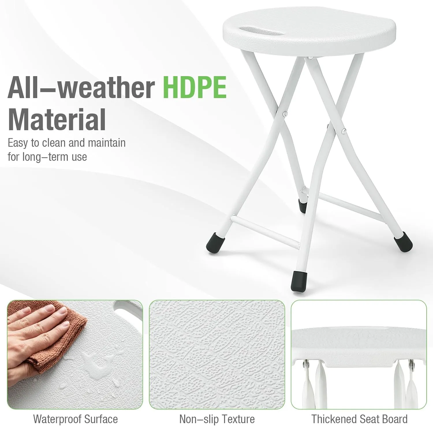 GYMAX Folding Stool, 18in Portable Collapsible Bar Stool with Handle & Steel Frame, 440lbs Sturdy Foldable Lightweight Metal Chair for Outdoor/Indoor Kitchen Home Bar, Assembly Free