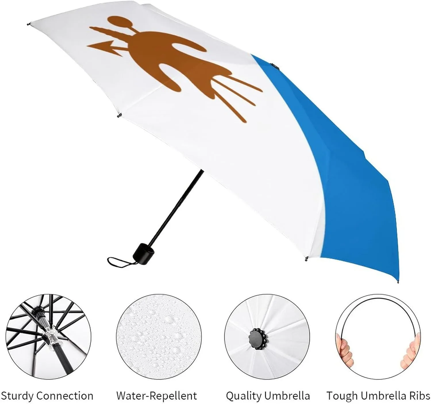 Haiti Flag Portable Automatic Switch Folding Umbrella Manual Sunshade Anti-UV Travel Umbrella Rainproof And Windproof Suitable for Men And Women