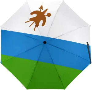 Haiti Flag Portable Automatic Switch Folding Umbrella Manual Sunshade Anti-UV Travel Umbrella Rainproof And Windproof Suitable for Men And Women
