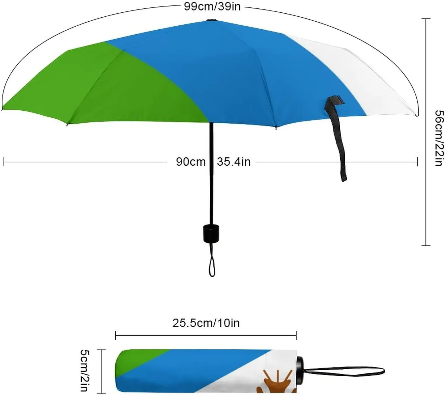 Haiti Flag Portable Automatic Switch Folding Umbrella Manual Sunshade Anti-UV Travel Umbrella Rainproof And Windproof Suitable for Men And Women