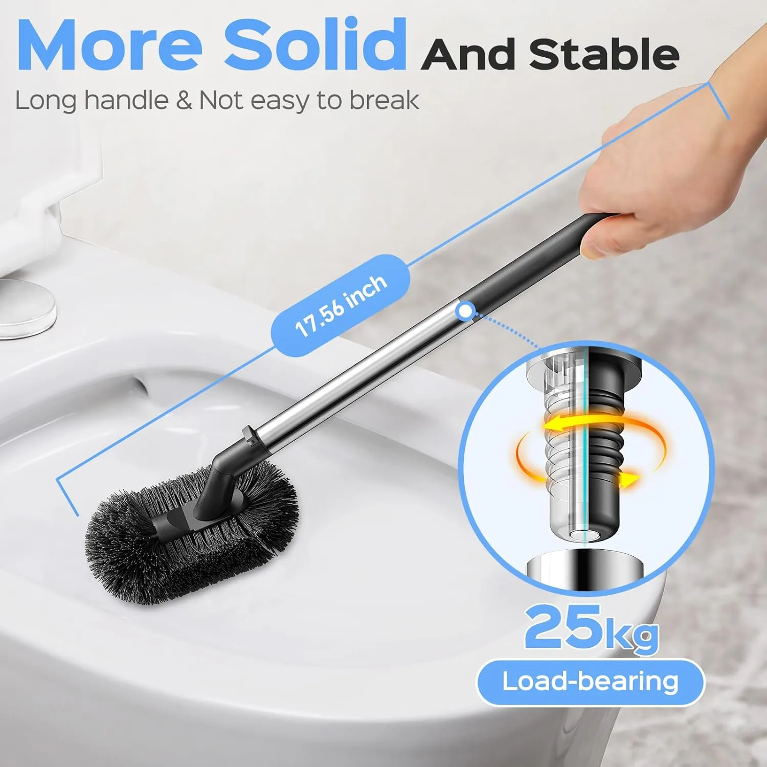 HAMITOR Toilet Plunger and Brush Set: 2 Pack 2 in 1 Stainless Steel Rustproof Combo with Curved Bristles - Heavy Duty Toilet Unclogging for Family Bathroom - Compact Apartment Cleaning Accessories