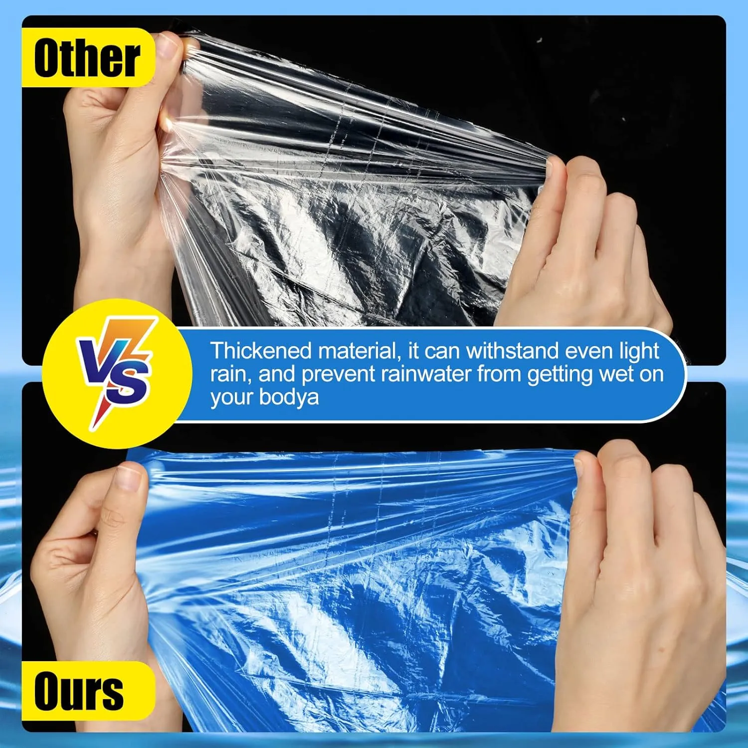 Handepo 100 Pack of Adult Rain Ponchos with Hood Disposable Plastic Rain Ponchos Bulk Emergency Raincoat for Men Women Adult