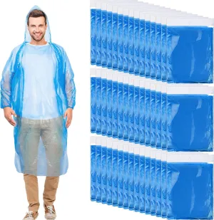 Handepo 100 Pack of Adult Rain Ponchos with Hood Disposable Plastic Rain Ponchos Bulk Emergency Raincoat for Men Women Adult