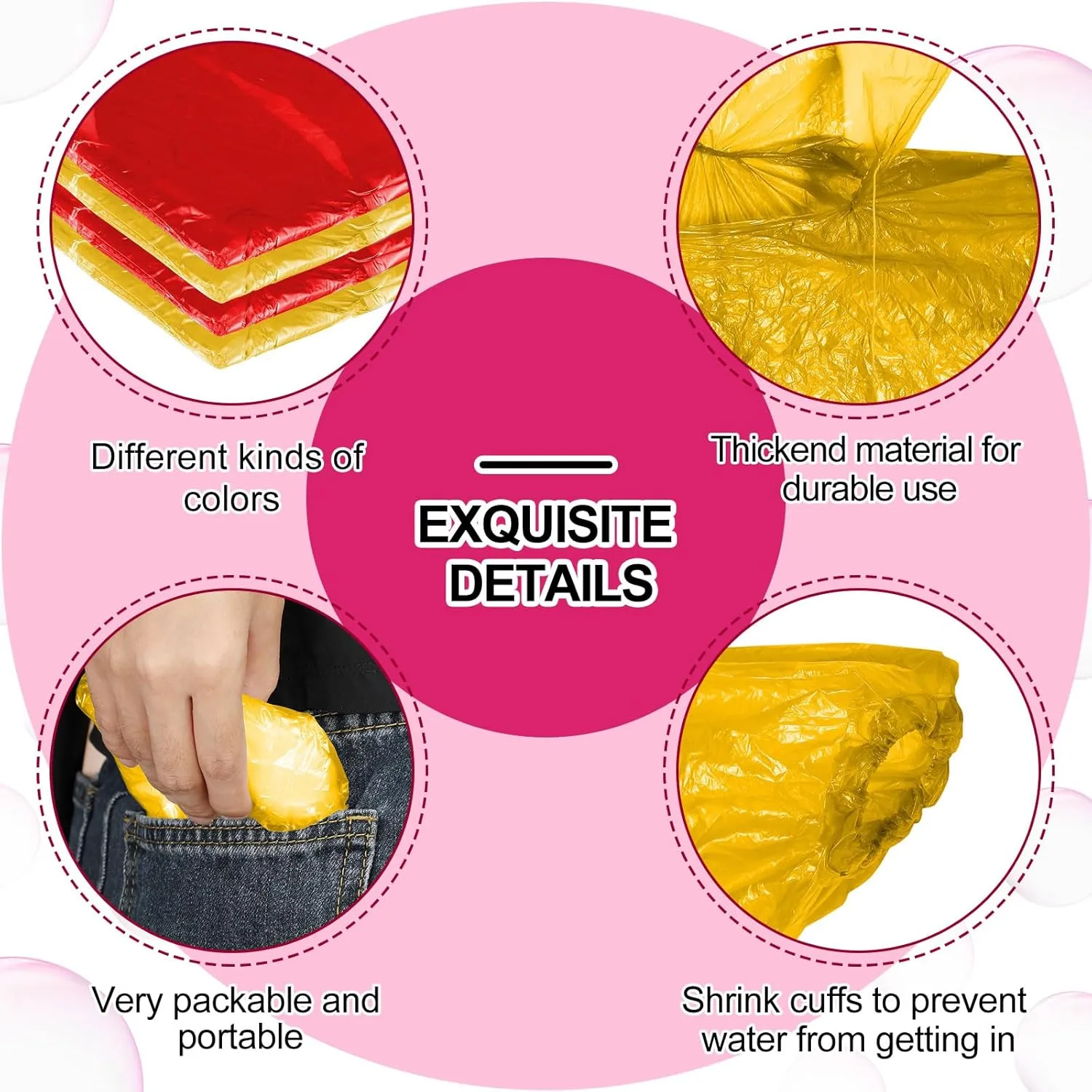 Handepo 100 Pack of Adult Rain Ponchos with Hood Disposable Plastic Rain Ponchos Bulk Emergency Raincoat for Men Women Adult
