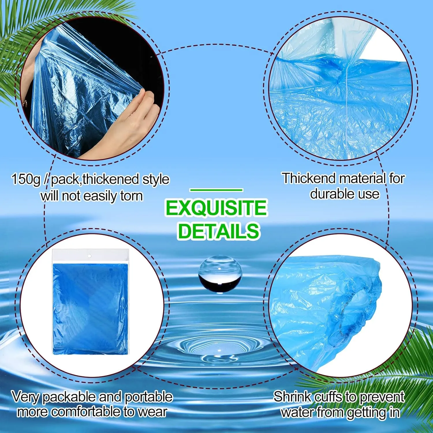 Handepo 100 Pack of Adult Rain Ponchos with Hood Disposable Plastic Rain Ponchos Bulk Emergency Raincoat for Men Women Adult