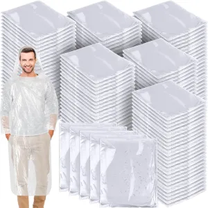 Handepo 150 Pack of Adult Rain Ponchos with Hood, Disposable Rain Ponchos, Plastic Raincoat Poncho for Adult