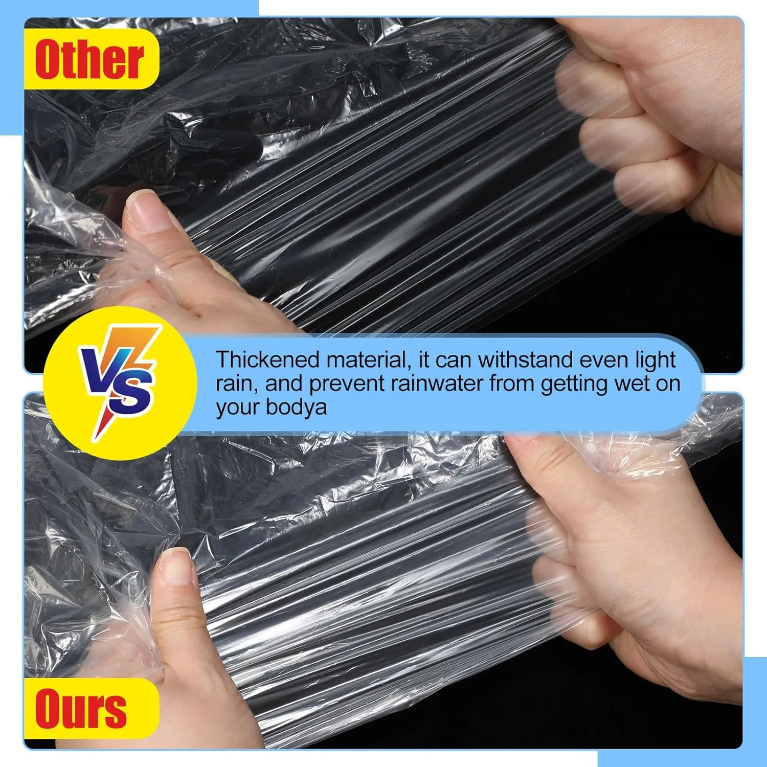Handepo 200 Pcs Adults Rain Ponchos Bulk Disposable Rain Ponchos with Hood Emergency Disposable Raincoat for Adults Homeless